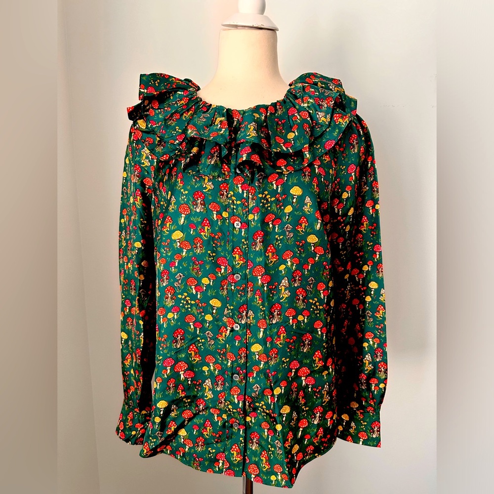 J.Crew Collection Silk Mushroom Blouse